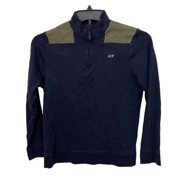 Vineyard Vines Blue Pullover 1/4 Zip Sweatshirt Top Boys Size Large 16 Preppy - Picture 1 of 9